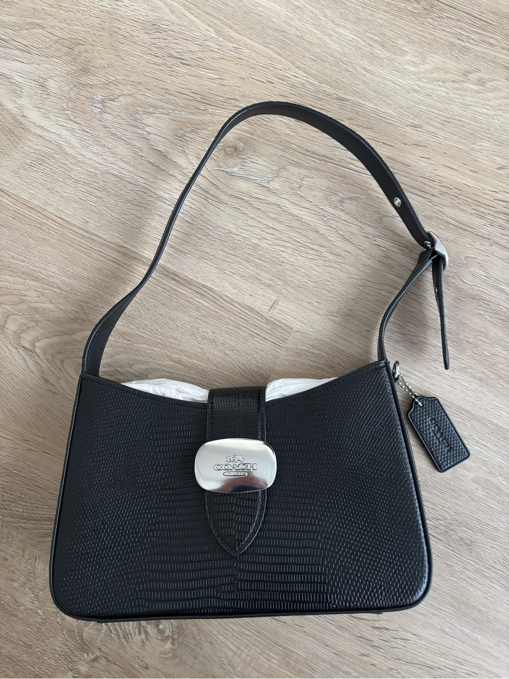 Coach Eliza Shoulder Bag Black Snakeskin